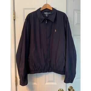Polo Ralph Lauren Bi-Swing Harrington Windbreaker Jacket Men XXL Navy Blue